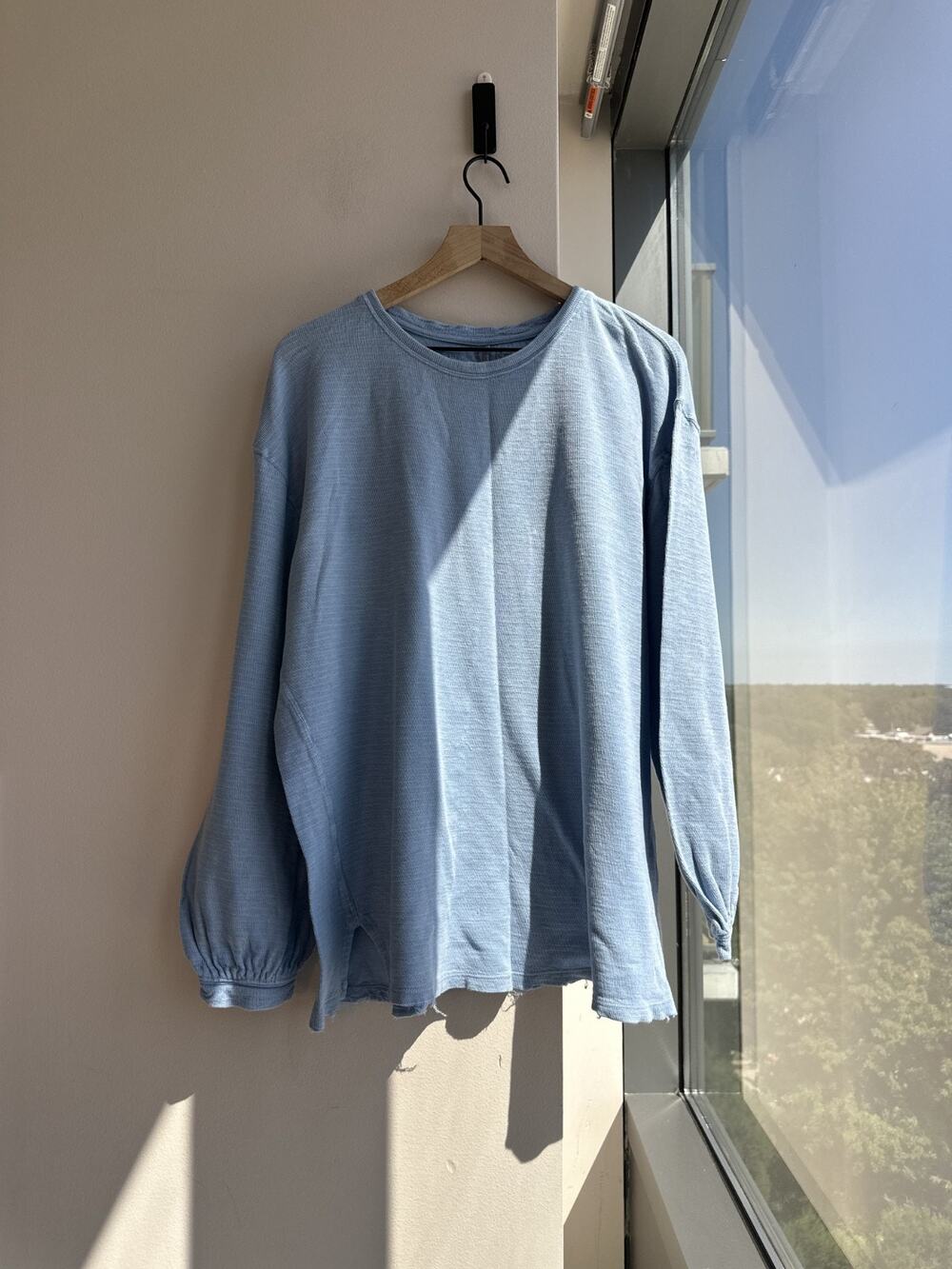 Free People We The Free Light Boho Blue Oversized Slouchy Relaxed Top Sz L